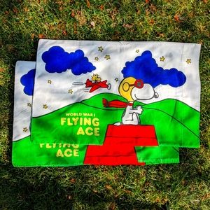 Snoopy Peanuts Vintage pillowcases set of 2 Red Baron WWII Flying Ace
